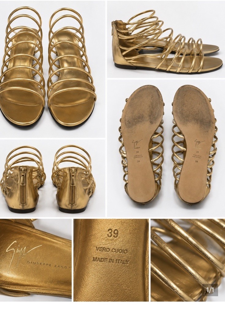 giuseppe zanotti Gold Multi Strap Gladiator Sandals