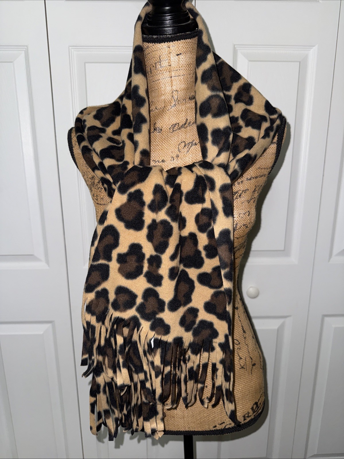 Old Navy Black Brown Tan Animal Leopard Print Scarf Soft 73” x 10”
