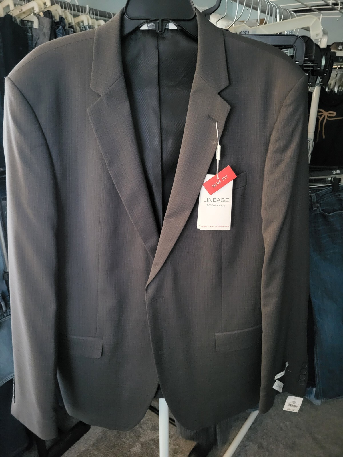 Men’s Lineage High Performance Gray Sport Coat Blazer Jacket Size 46 L