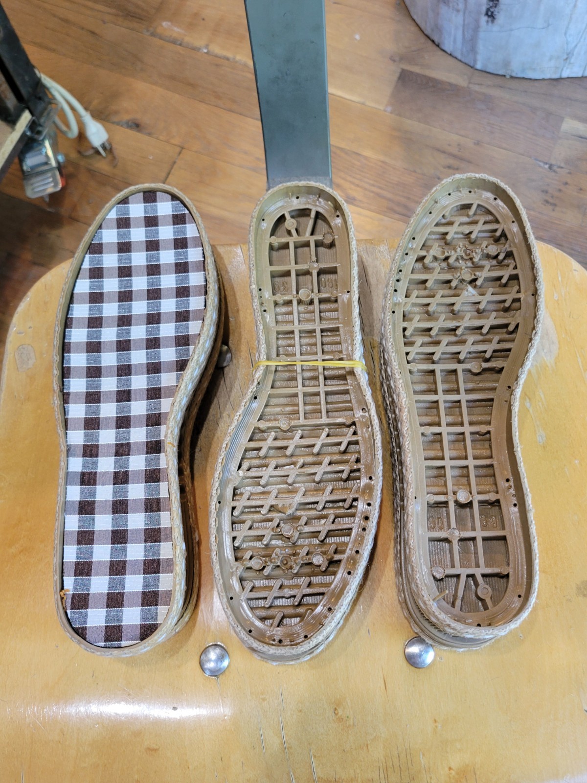 “Loren” Woven Soles, 3 pairs, size 39, 39, 40. Tan