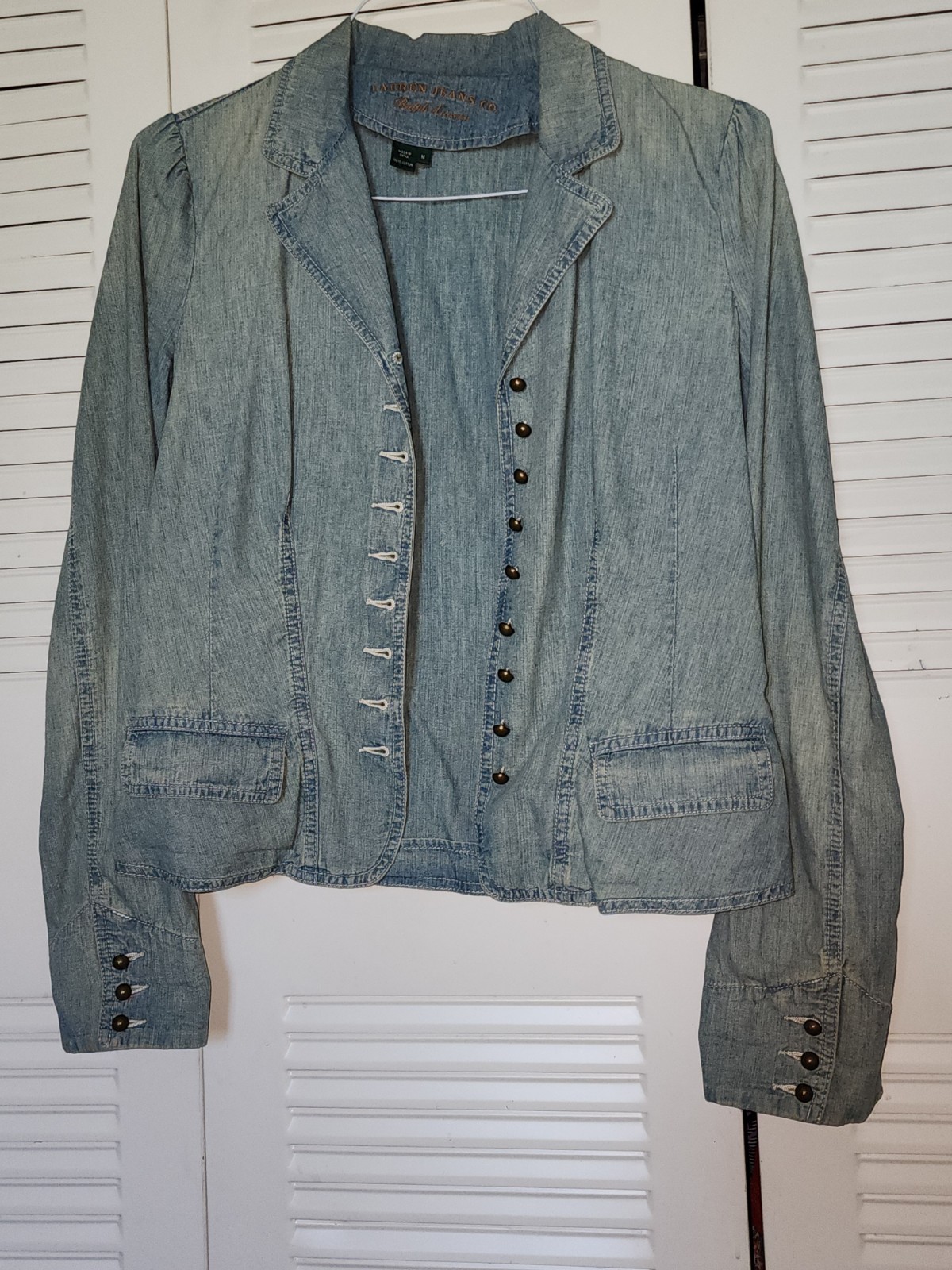 Lauren Jeans Co Ralph Lauren Women’s Blue Acid Washed Denim Jacket (M)