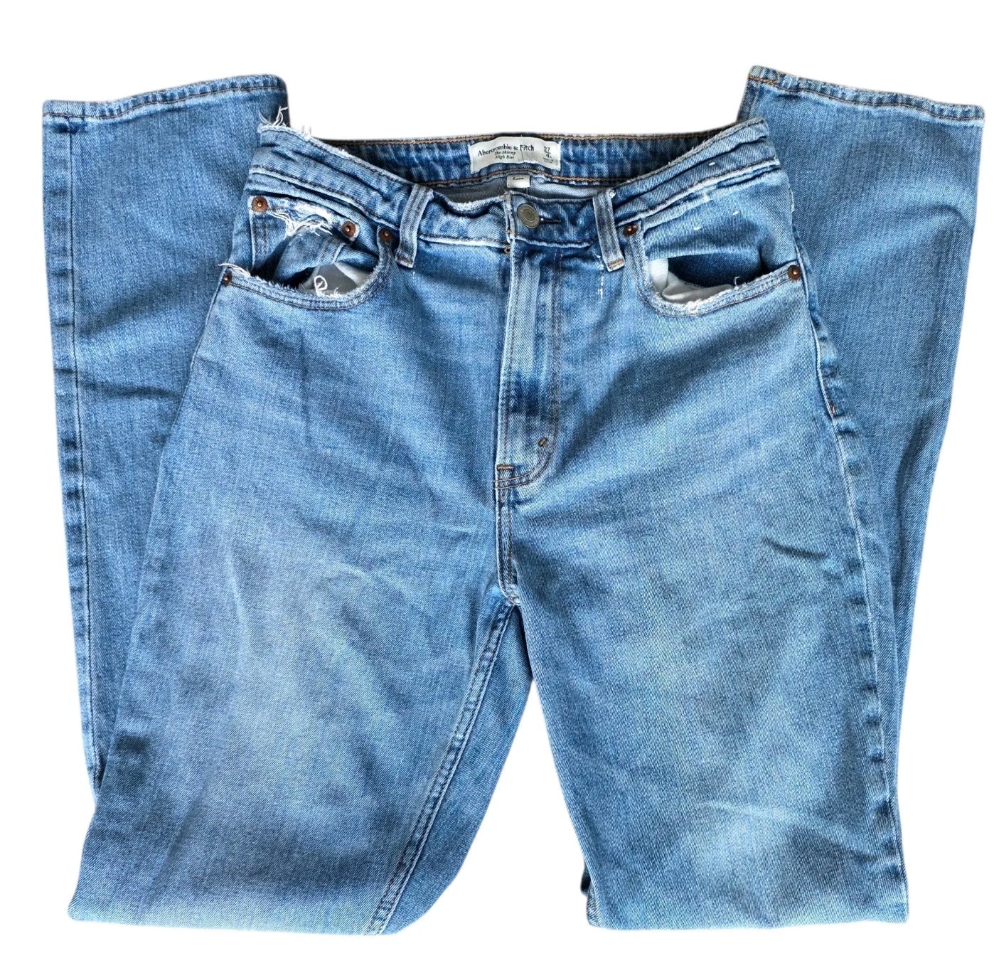 Abercrombie Curve Love Skinny Jeans Womens 27 4 High Rise Light Wash Denim