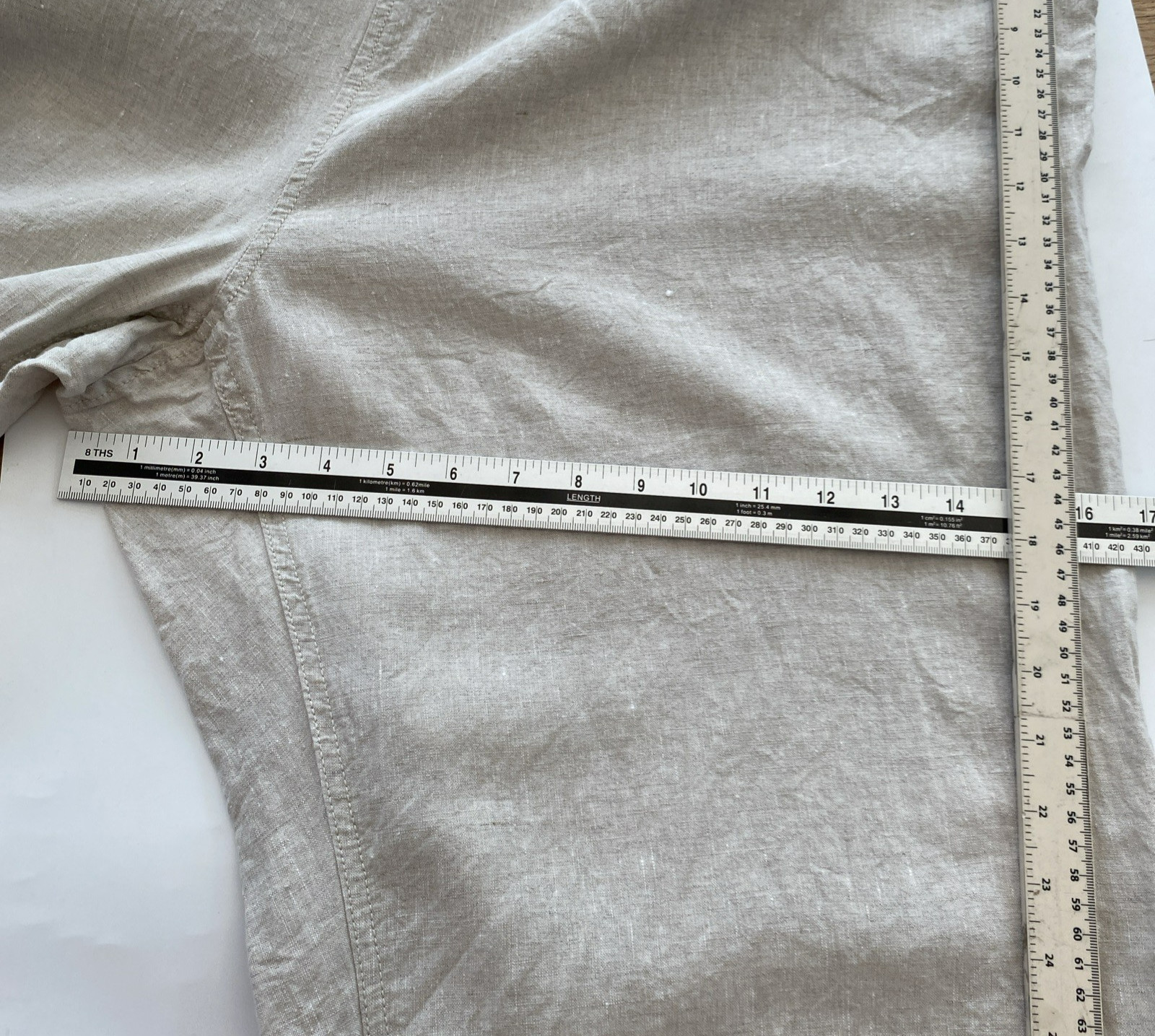 L.L. Bean Linen Ivory Trousers Size 26W – Waist 46in Wide Leg Boho Lagenlook