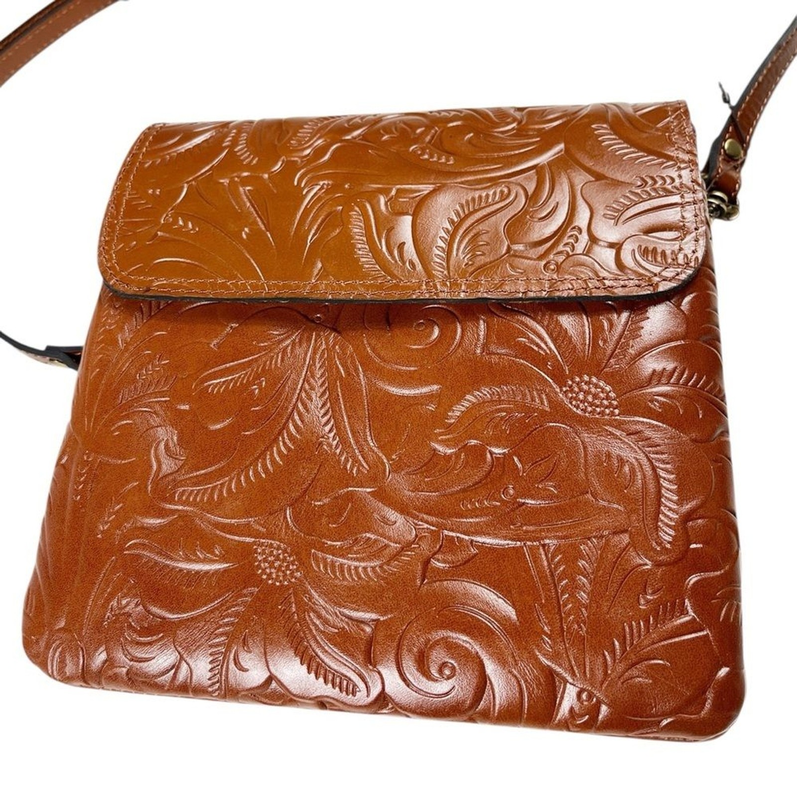 Patricia Nash Carmel Tooled Leather Crossbody Balluri Florence NWT Tiny Flaws