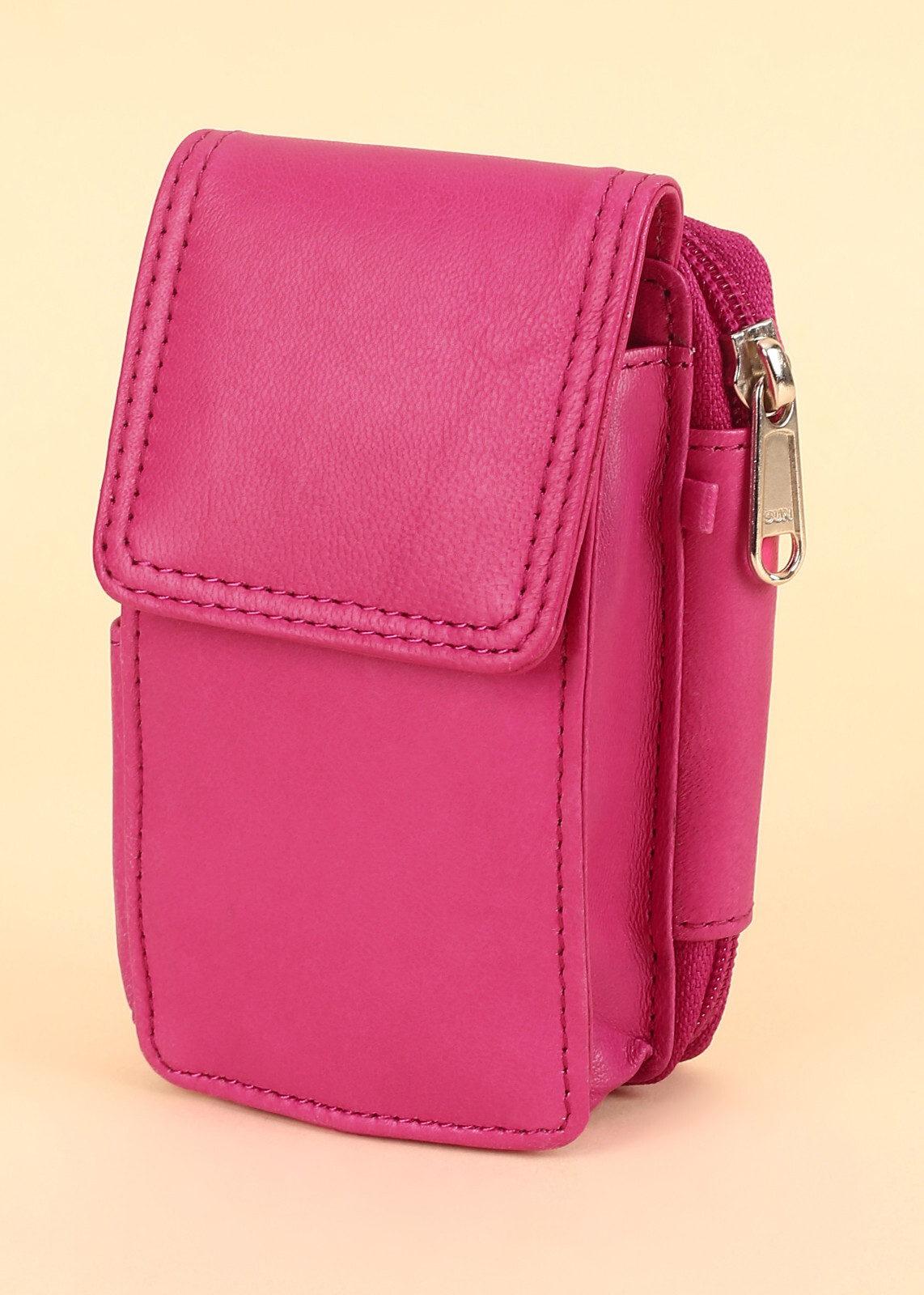 Leatherboss Cigarette Case Lighter holder Attached All Around Zipper Wallet Pink