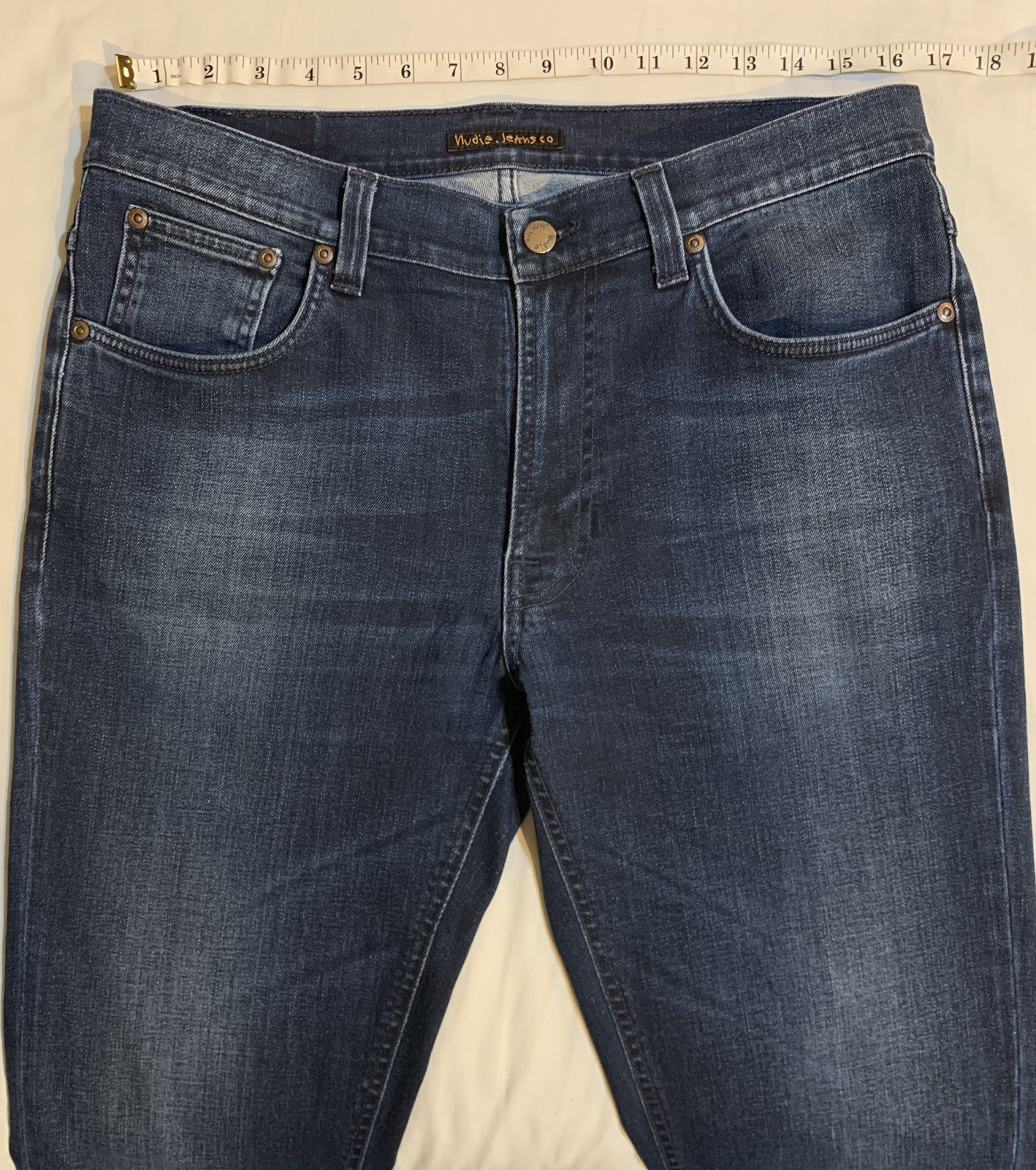Nudie Jeans Co, Lean Dean, Deep Sparkle, 98% Cotton 2% Elastane, Size 34 x 34.
