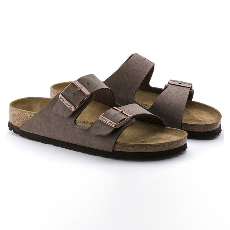 Birkenstock Arizona Birkibuc Leather Soft Footbed Unisex Clog Mocha Casual Shoes