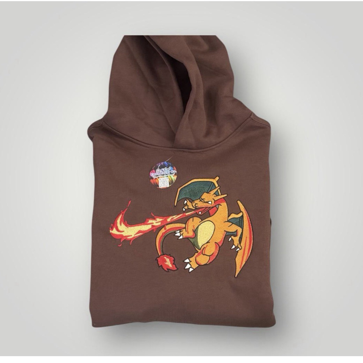 Charizard Embroidered Hoodie Custom Color & Size Made to Order Pokémon Inspired