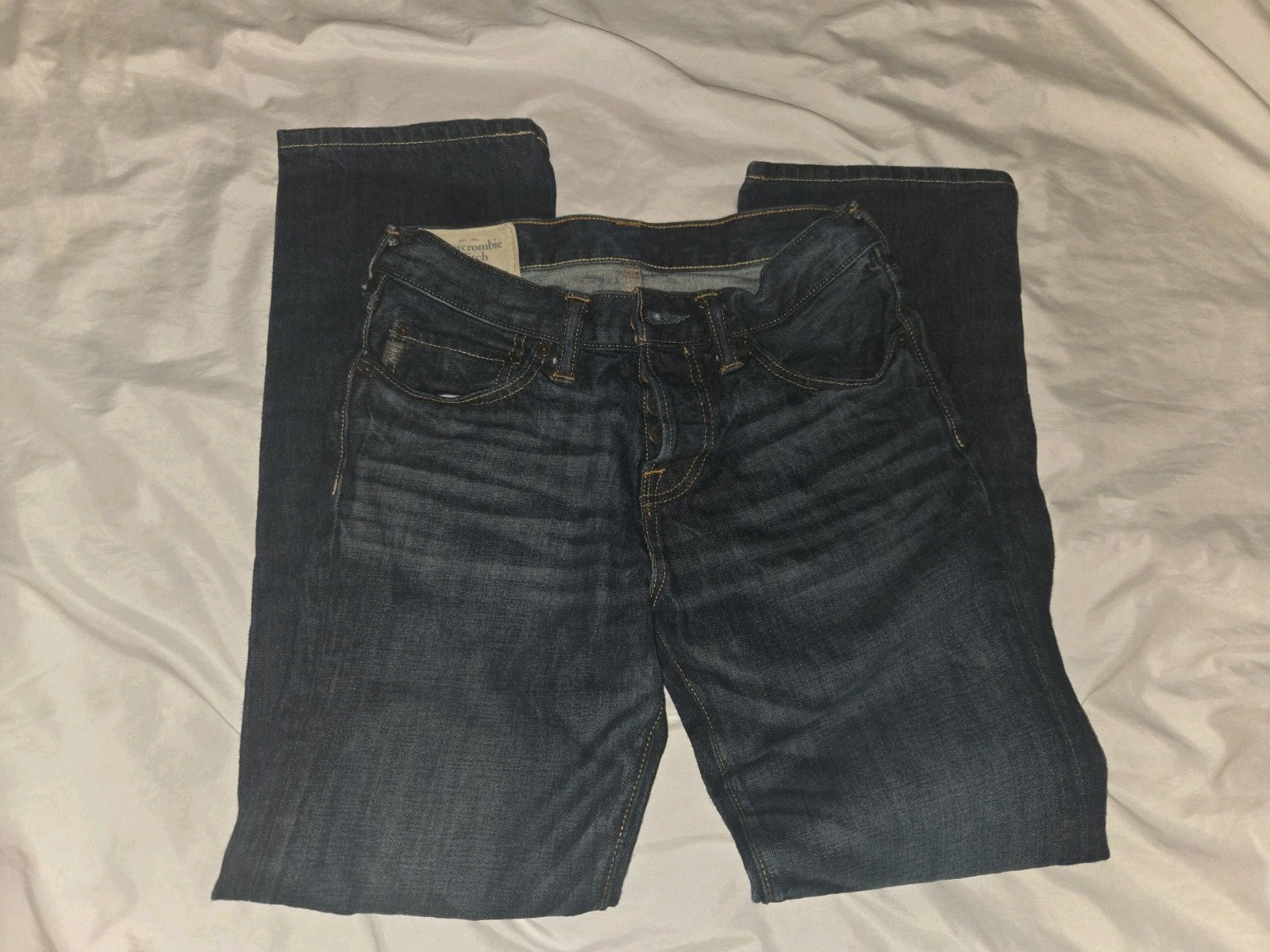 Abercrombie Fitch Classic Straight Jeans Men 30×32 Blue Button Fly Measure 30×30