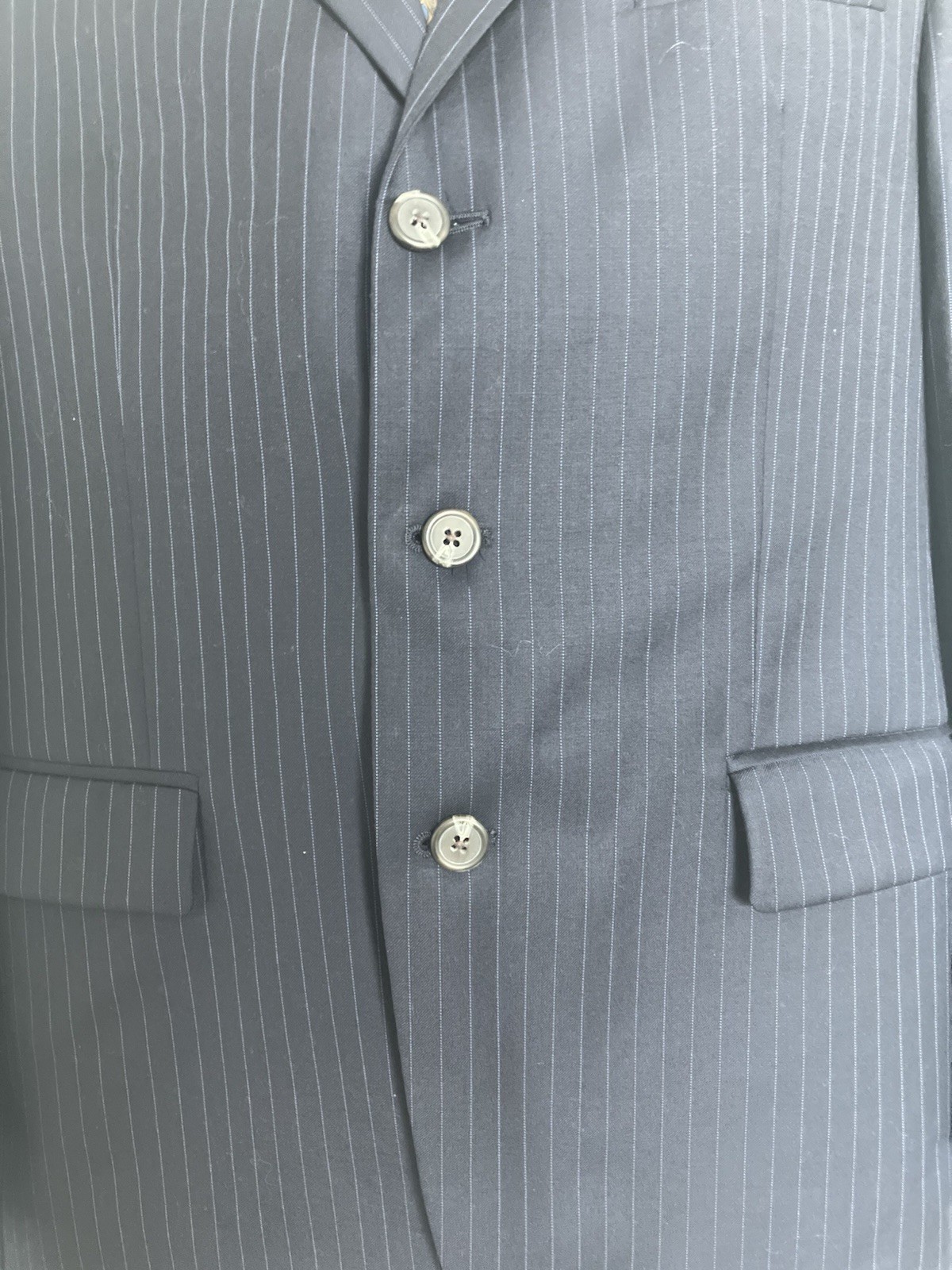 Lauren Ralph Lauren Pinstripe Wool Suit Jacket 40R 3-Button Half Canvas L&T