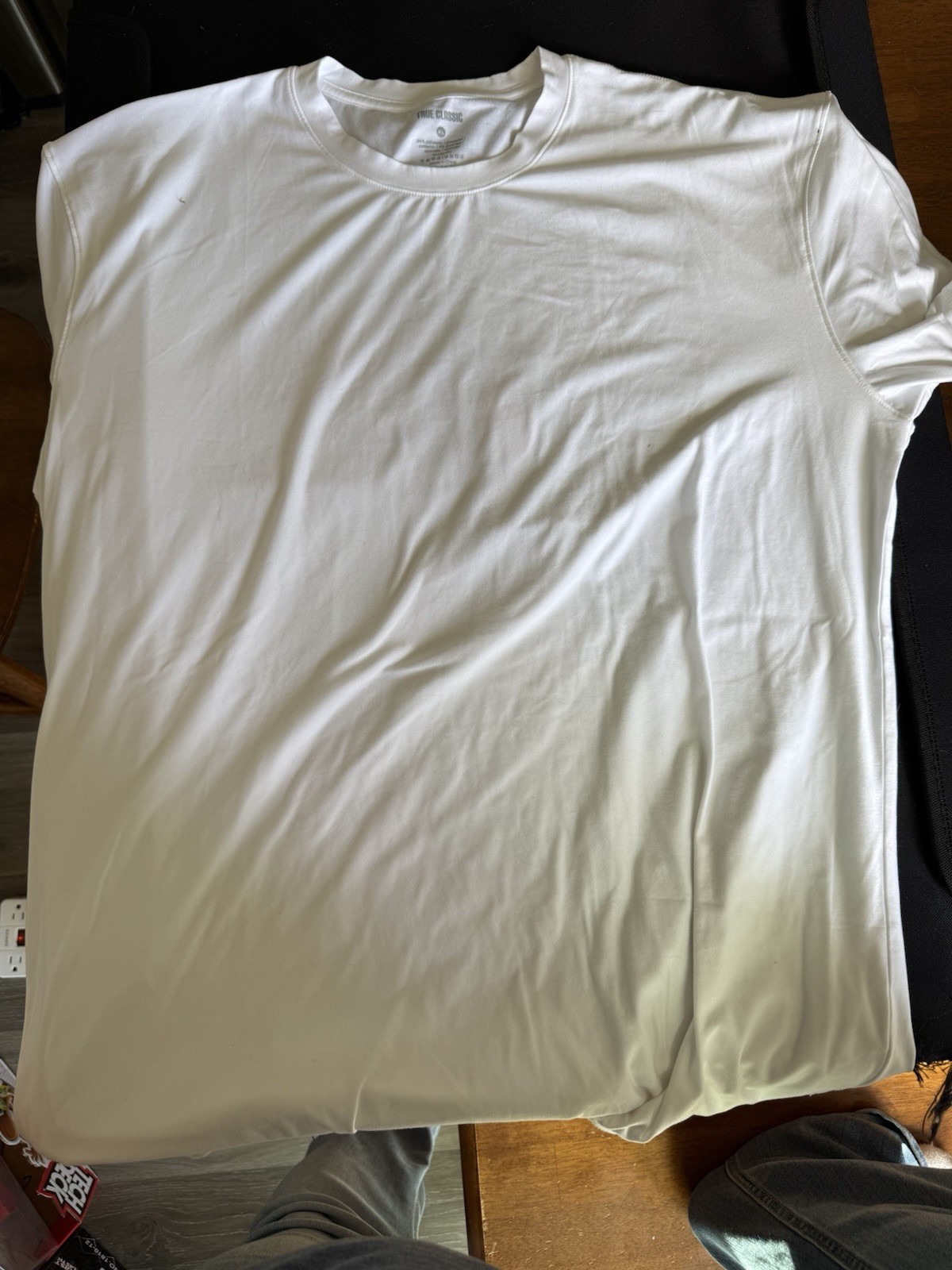 True Classic Mens Crew Neck Short Sleeve White polyester Blend T-Shirt XL