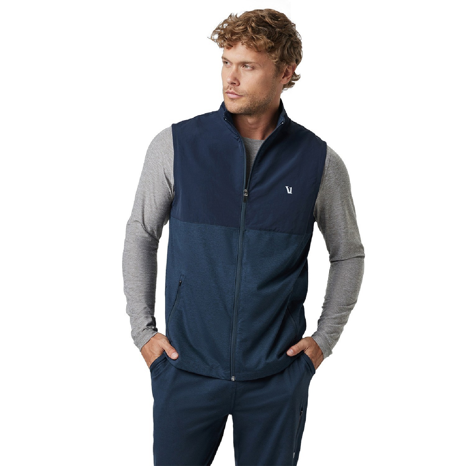 Vuori Men’s Sunday Element Vest INK HEATHER Blue sz Small NEW