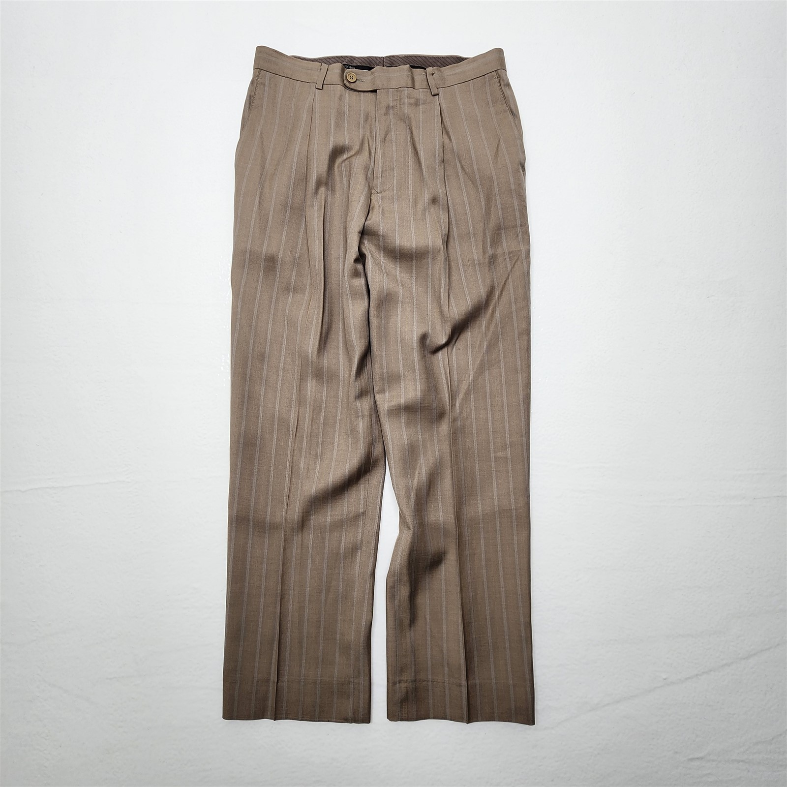 Lineage 40R 32×30 Brown Striped 3Btn 2Pc Mens Jacket Pants Suit