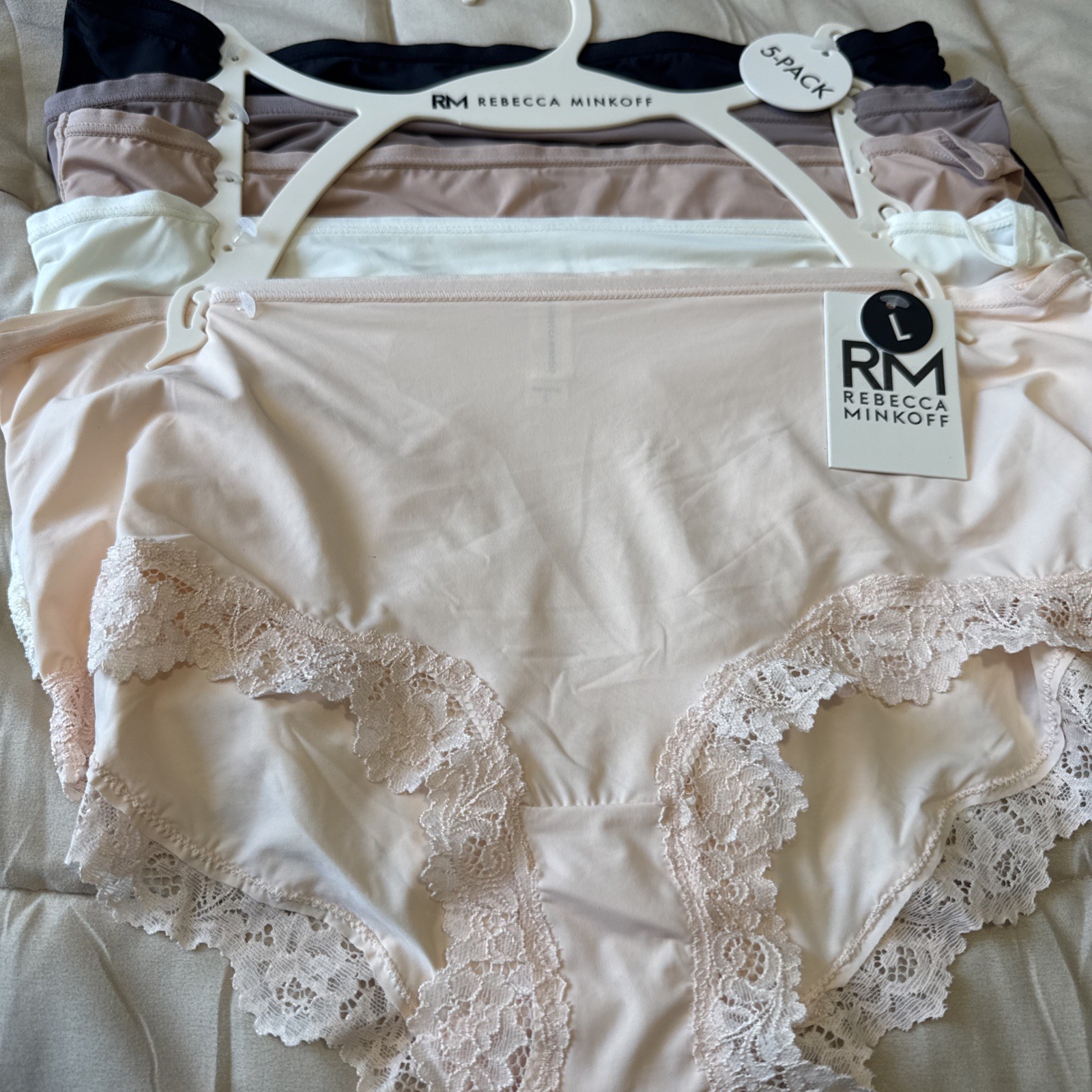 Rebecca Minkoff Boyleg Panties 5 Pair Underwear Size Large Nylon Elastane Lace