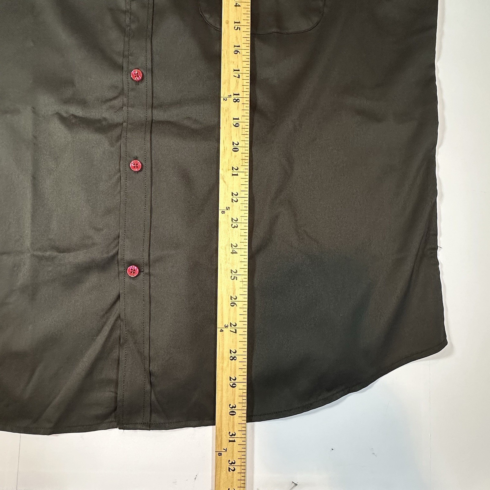 Flex Luxury Collection Button Up Shirt Mens Black XL Short Sleeve Red Accents