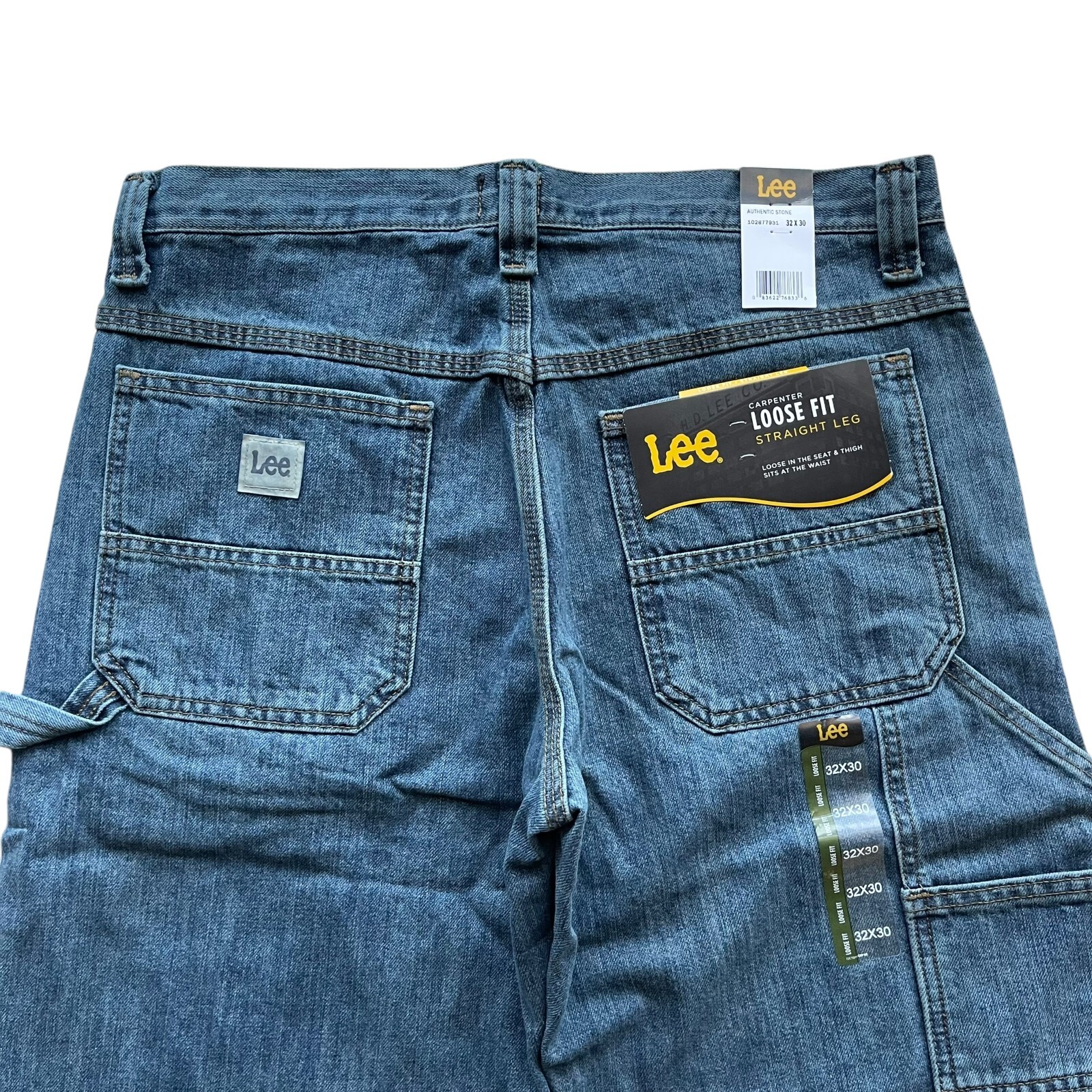 Lee Men’s Dark Blue Straight Leg Loose Fit Cargo Carpenter Denim Jeans 2877931