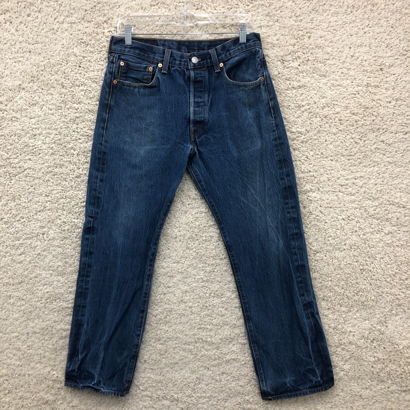 Levis 501 Jeans 32×30 Mens Blue Denim Original Straight Medium Wash Button Fly