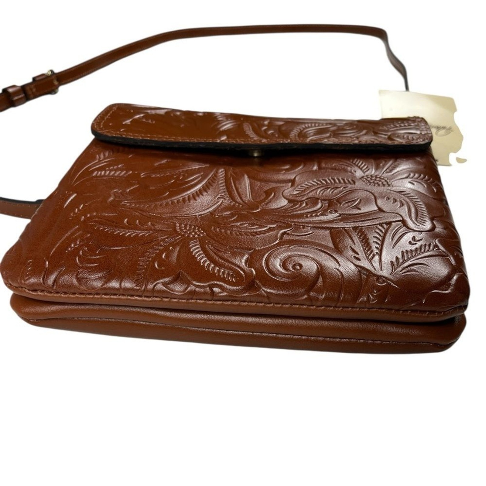 Patricia Nash Carmel Tooled Leather Crossbody Balluri Florence NWT Tiny Flaws