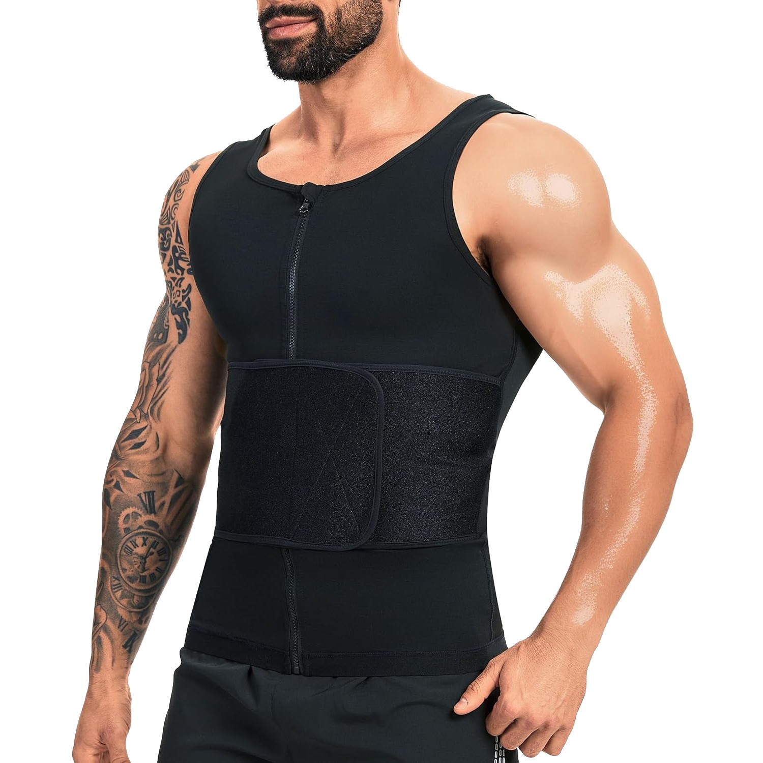Men Body Shaper Sauna Sweat Vest Workout Tank Top Abdomen Reducer Waist Trainer