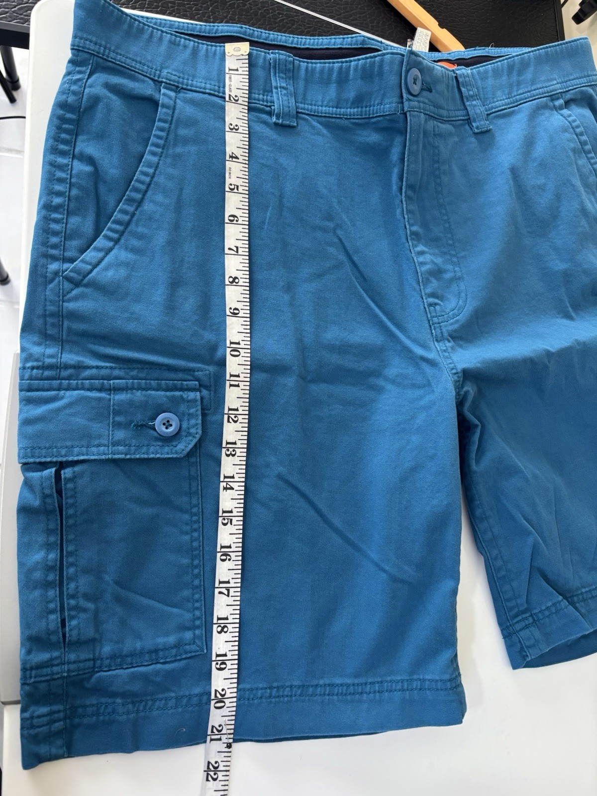 St. John’s Bay Men’s Blue Comfort Stretch Canvas Cargo Shorts Flat Front