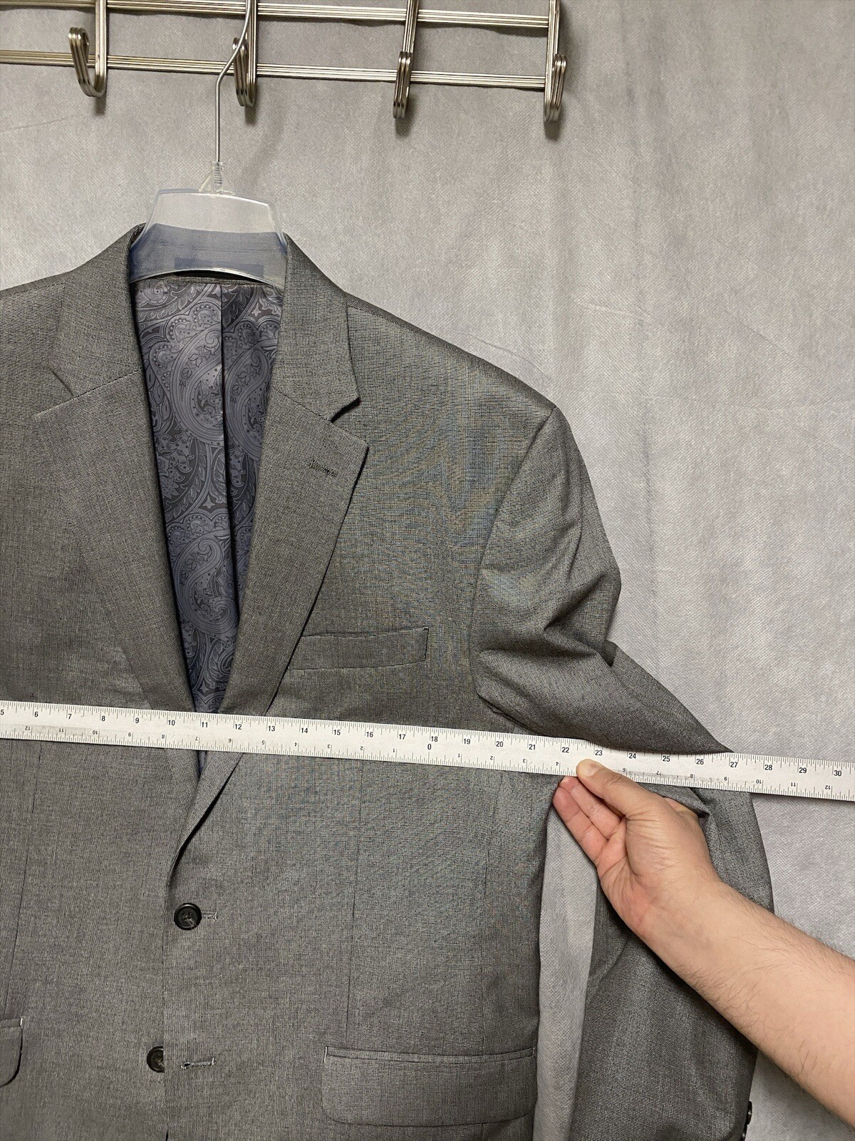 Chaps Suit Men 42L Gray Academia Career Formal 38 X30 Pants Ralph Lauren Luxury