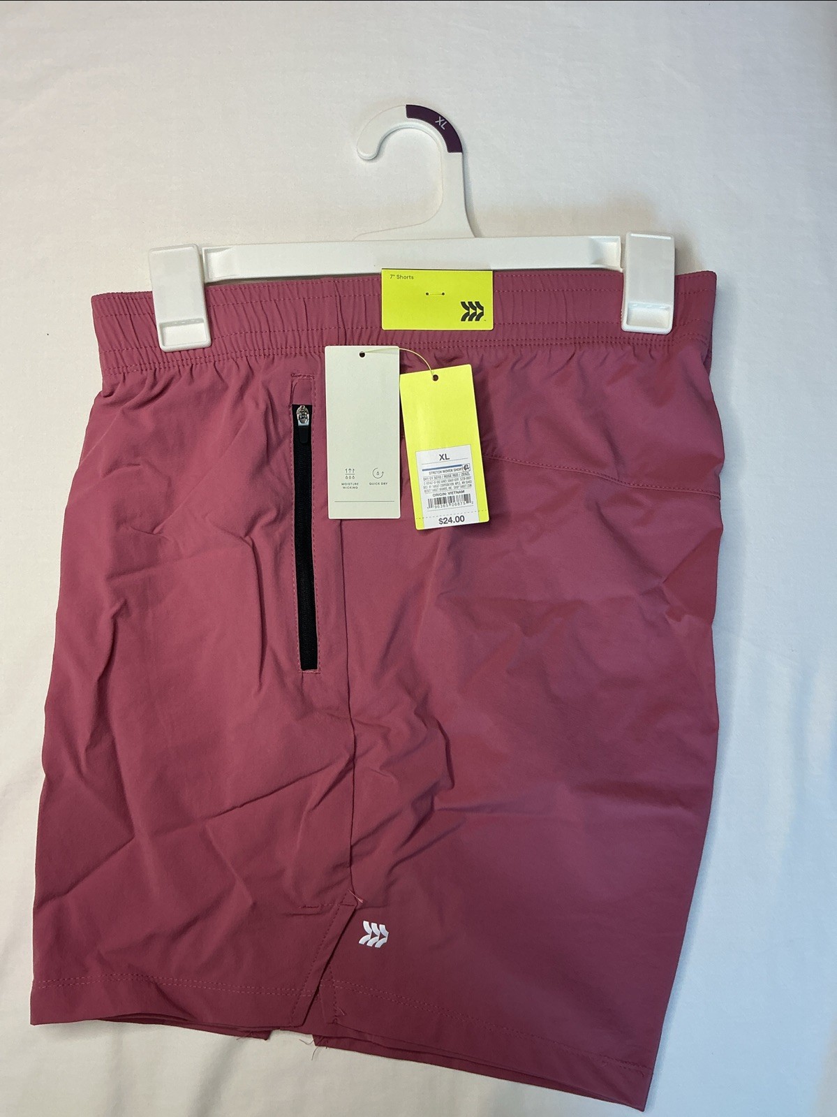 Women’s Stretch Woven 7” Athletic Shorts XL Pink Quick Dry Moisture Wicking NWT