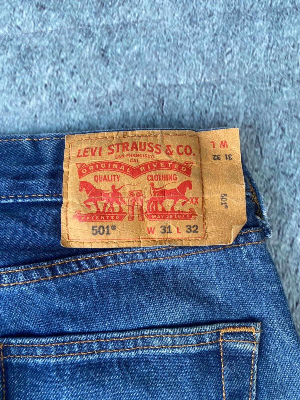 Levi’s 501 Original Shrink-To-Fit Jeans Men W31 L32 Blue Denim Preppy Button Fly