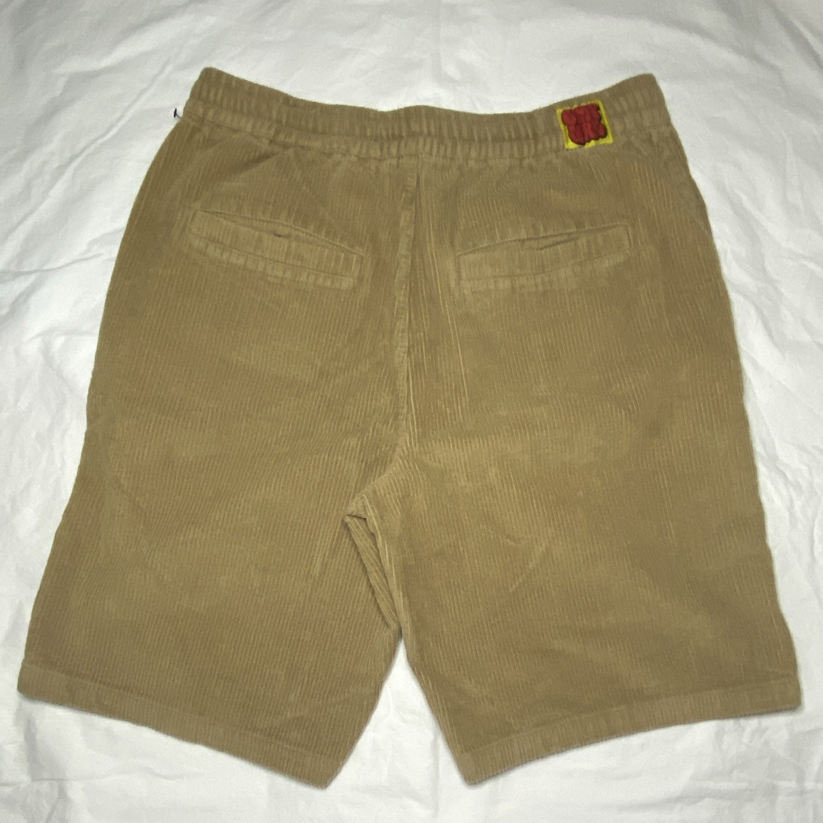 GURU Men’s Tan Corduroy Shorts M Elastic Waist Drawstring Pockets