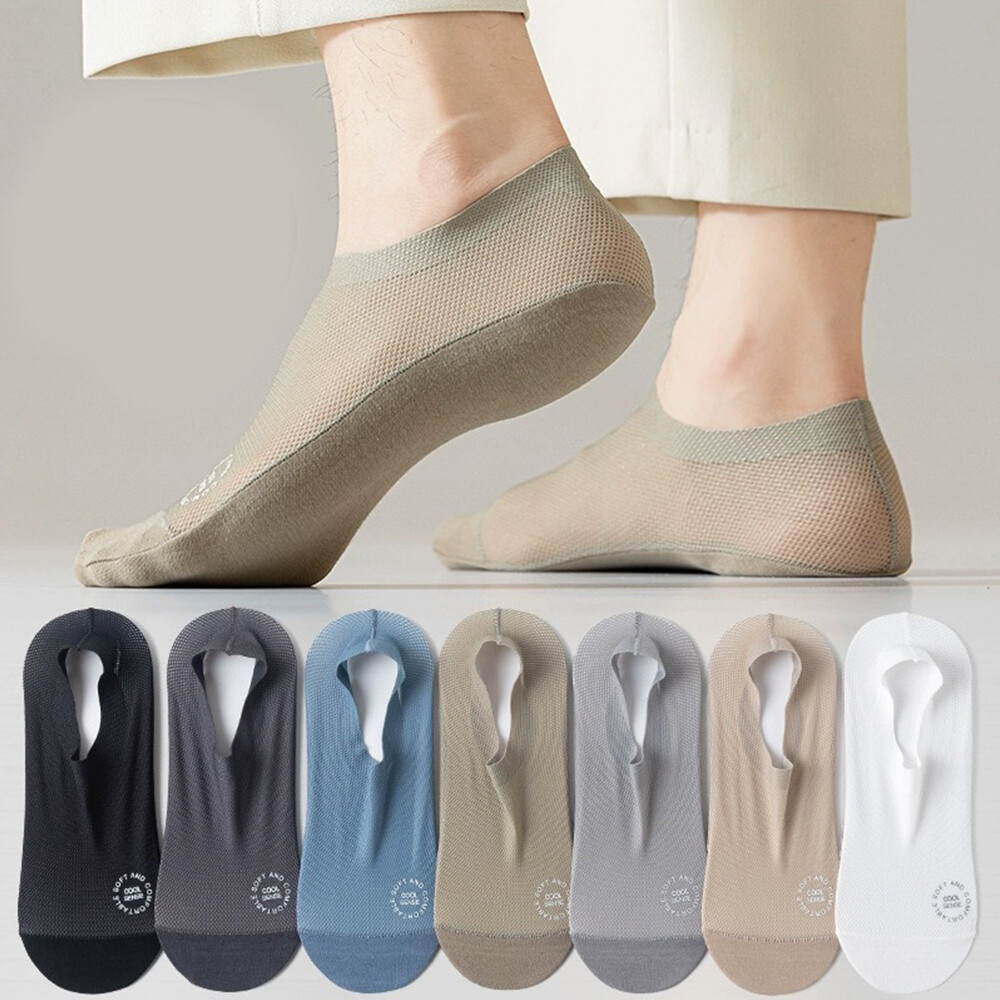 Men Hosiery Ultra-thin Socks Boat Socks Mesh Socks Invisible Socks Casual Solid✔