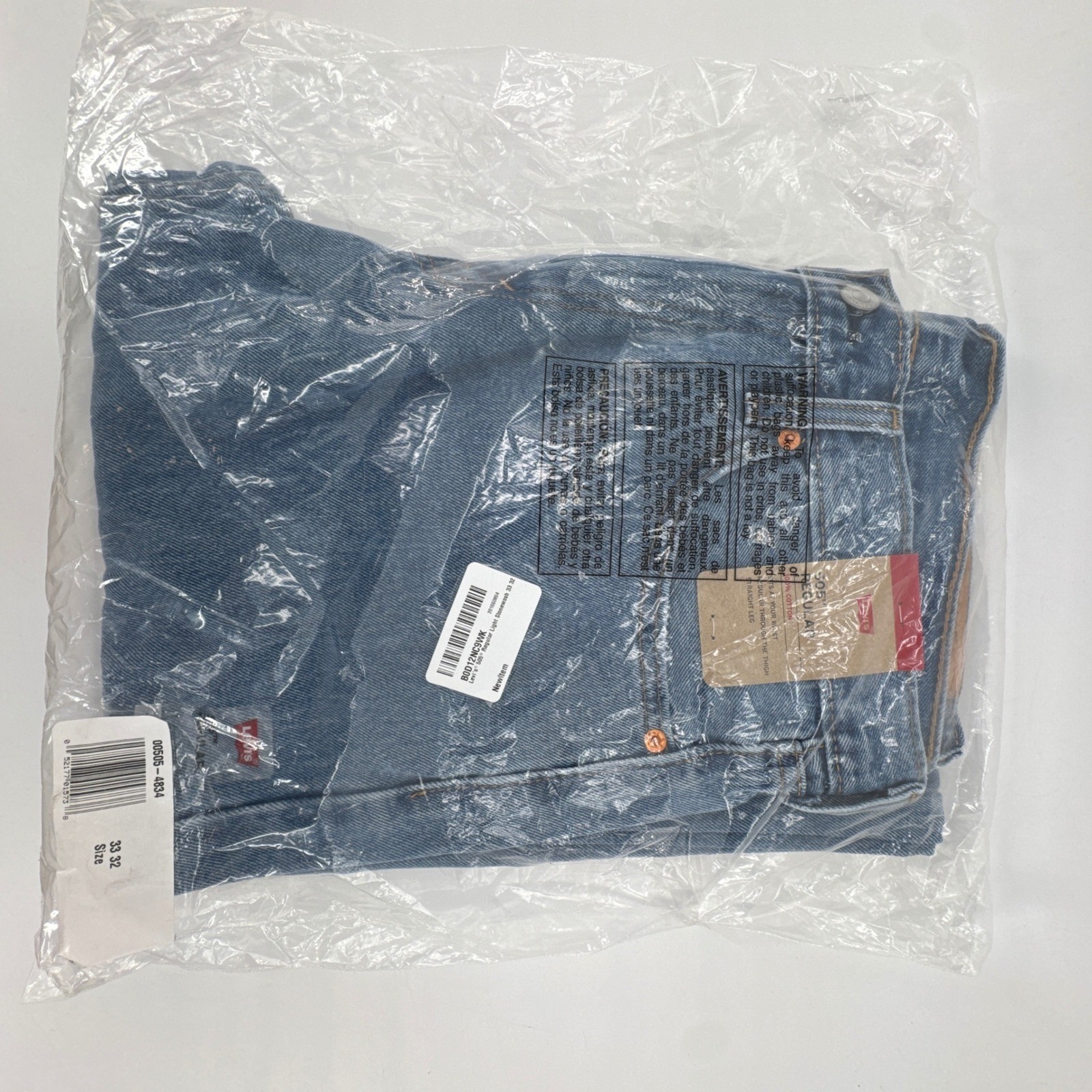 Levis 505 Jeans Mens 33×32 Medium Blue Regular Straight Leg Denim NWT
