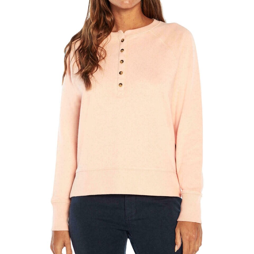 NWT Gap Women’s Henley Sweatshirt Cardigan Long Sleeve Crewneck Peach Sz Large