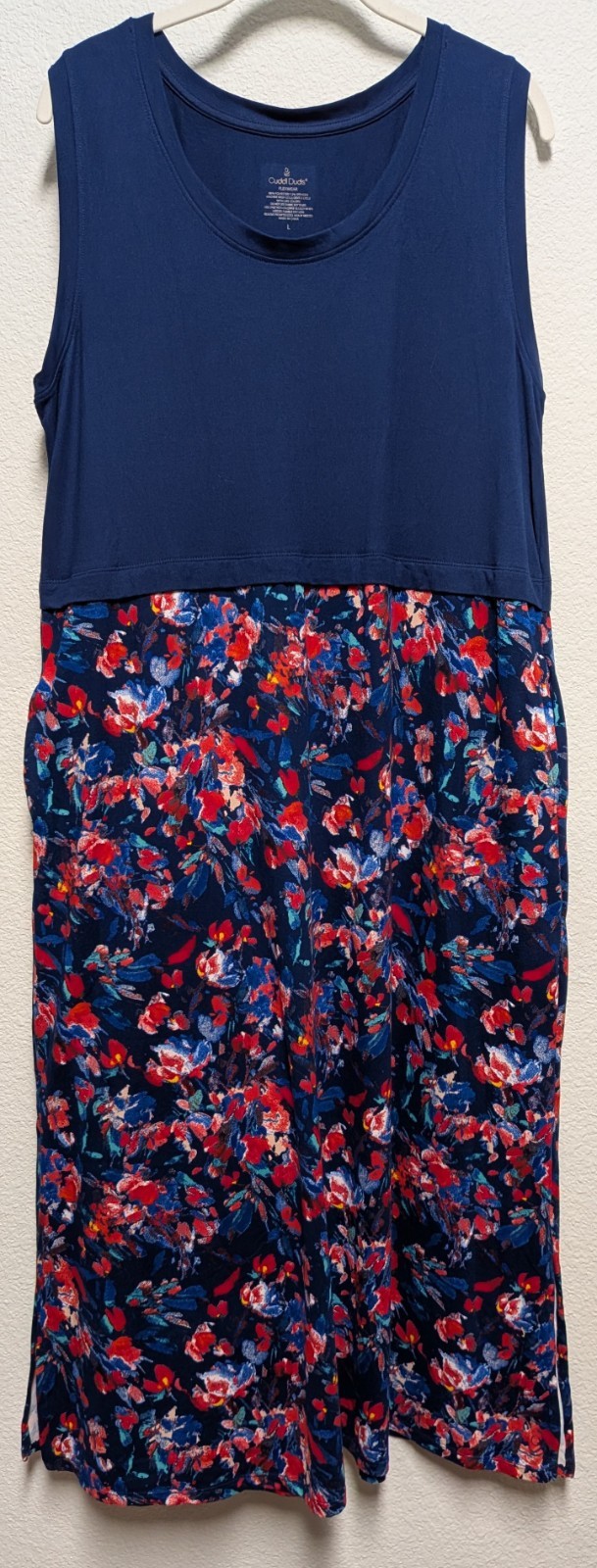 Cuddl Duds Flexwear Women’s L Midi A-Line Sleeveless Floral Pullover Dress
