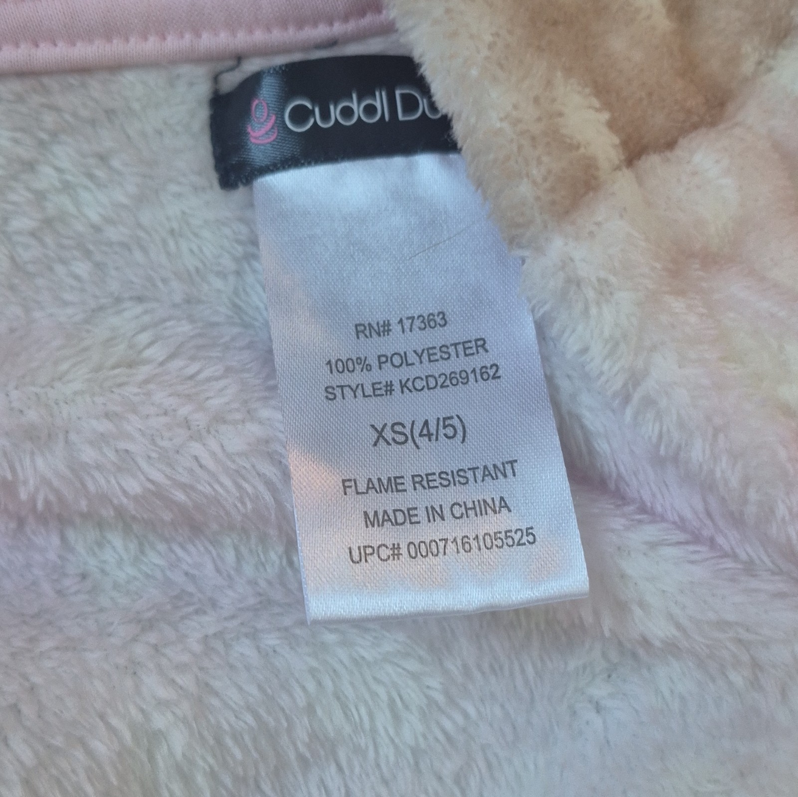 Cuddl Duds Girls XS (4/5) Pink Unicorn Hooded Fleece Robe Long Sleeve