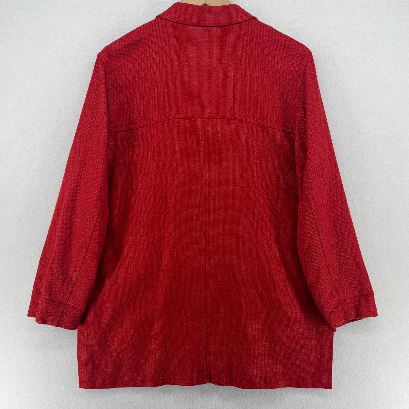 CHICOS DESIGN Cardigan 1 M Silk Textured Button Front Sweater 90s Red VTG
