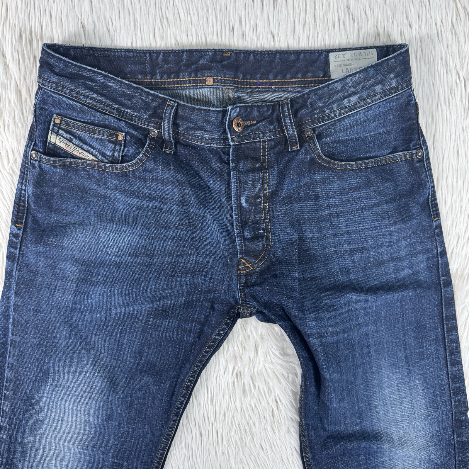 Diesel Industry Larkee Blue Dark Wash Mid-Rise Straight Leg Denim Jeans Men’s 33