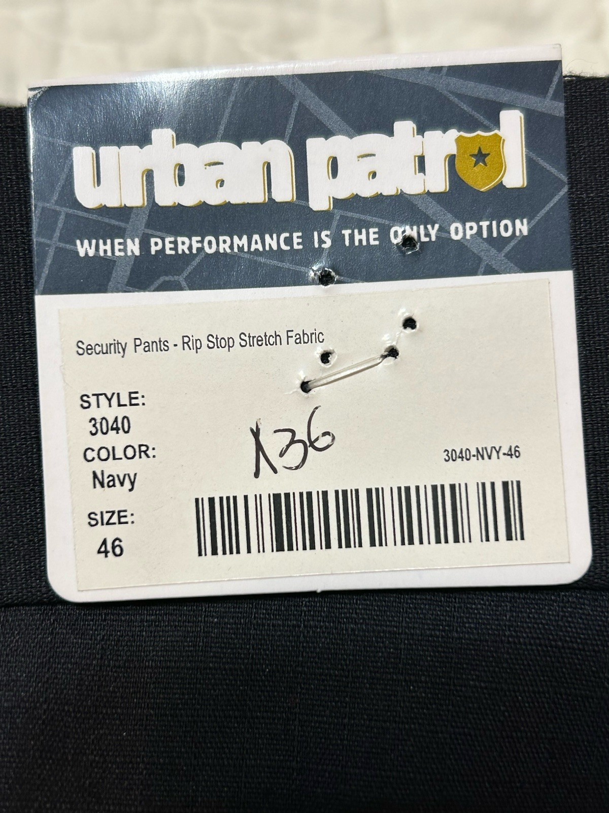 Urban Patrol Security Pants Mens 46×29 Navy Blue Cargo New Rip Stop Stretch