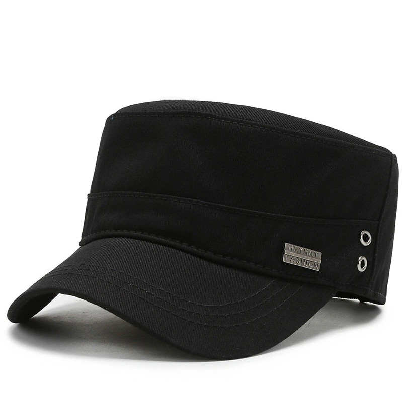 Army, Military Flat Cadet Top Hat, Cotton Military Washed Adjustable Cap