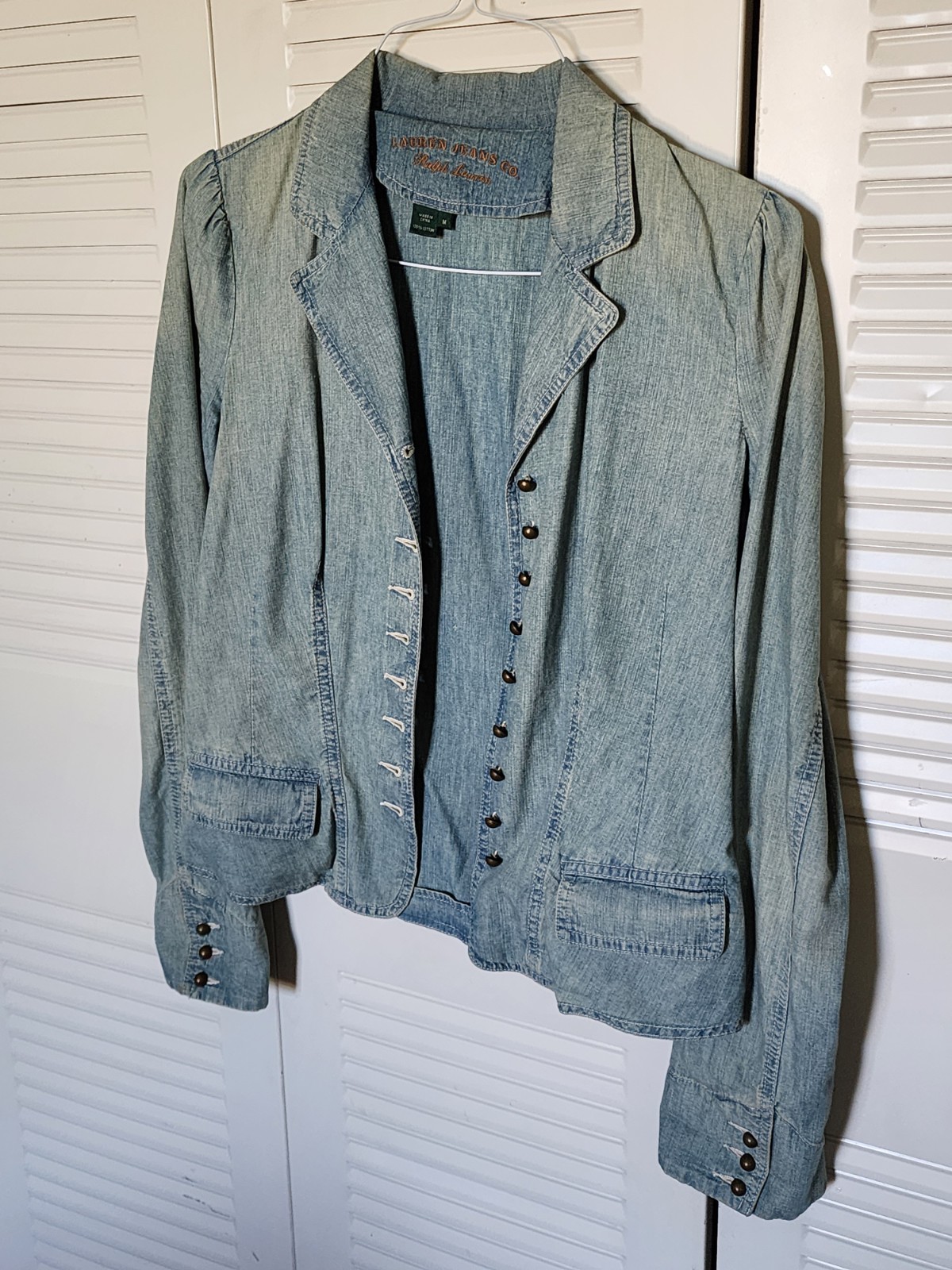 Lauren Jeans Co Ralph Lauren Women’s Blue Acid Washed Denim Jacket (M)