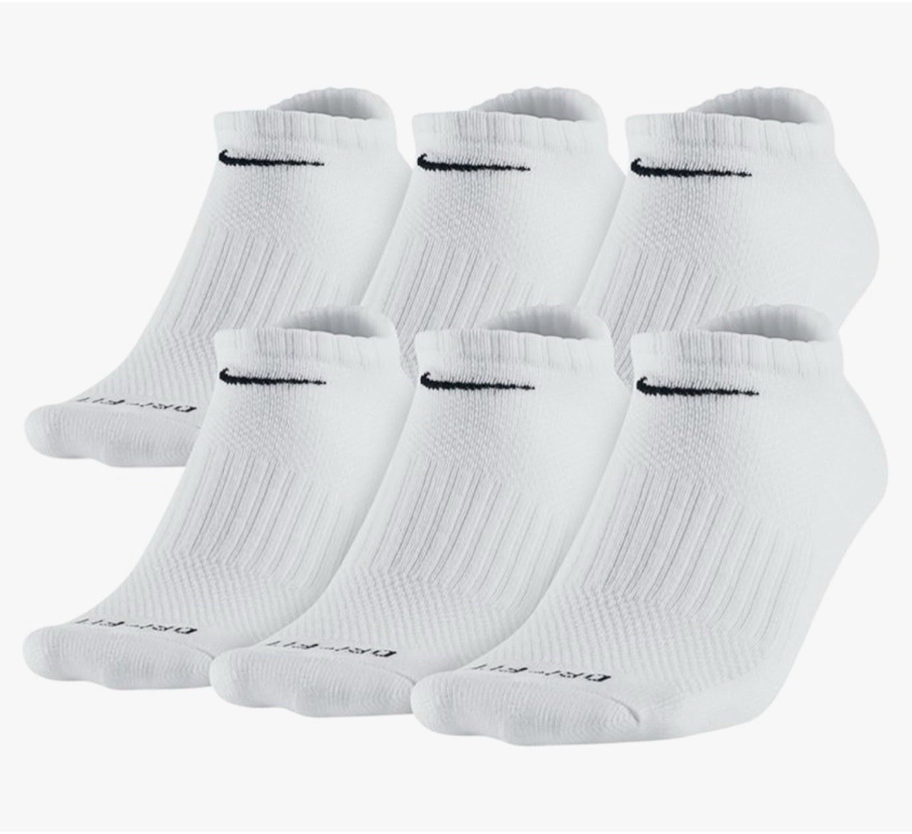 Nike Everyday Plus Cushion NOSHOW White Socks – 6 Pair Pack WHİTE LARGE
