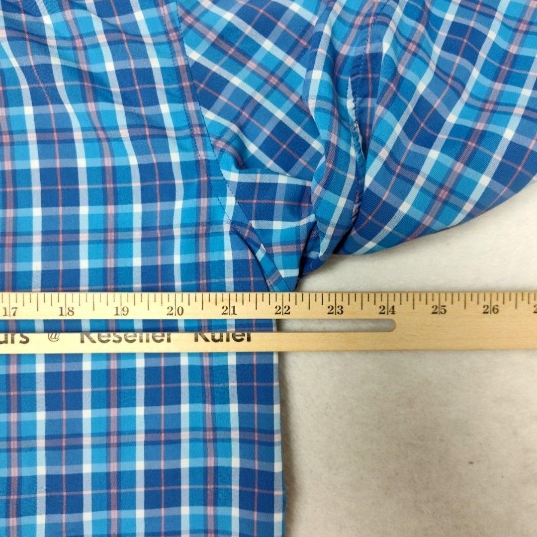 Vineyard Vines Shirt Mens M Blue Plaid Button-Up Whale Shirt Nylon Polyester