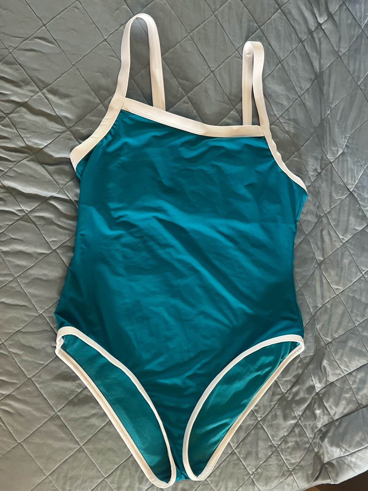 Hurley Womens High Neck One Piece Swimsuit Teal Blue White Trim Size XXL 2XG