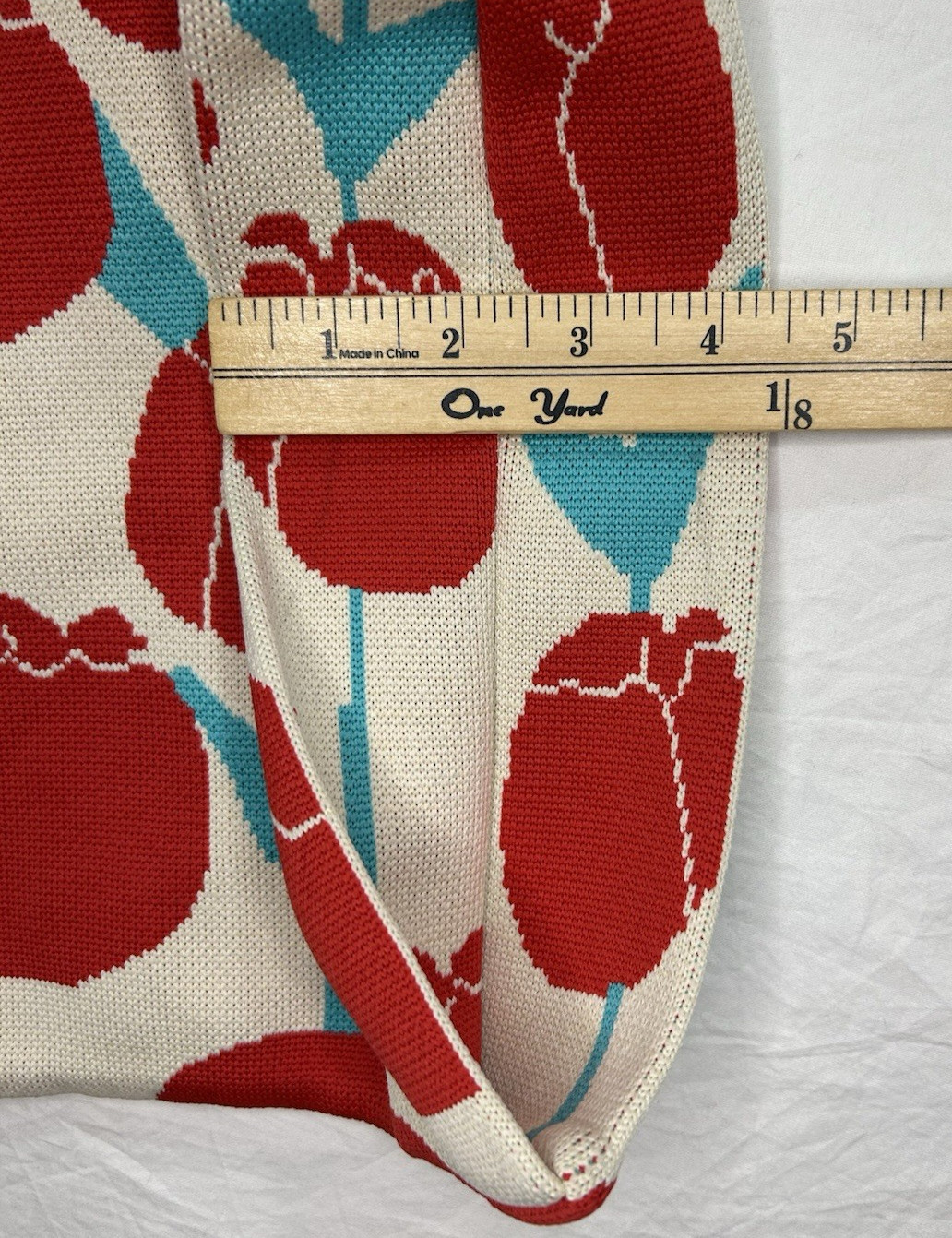 NWT Hund Red Japan Knitted Fabric Hand Bag Tulip Print Adorable