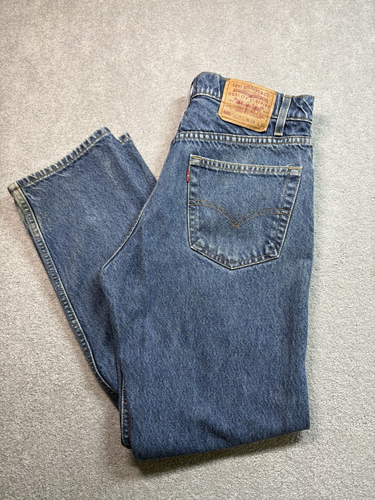Levi’s 505 Jeans Straight Leg Denim Bat Wing Vintage Men’s 34×30 (32×29)