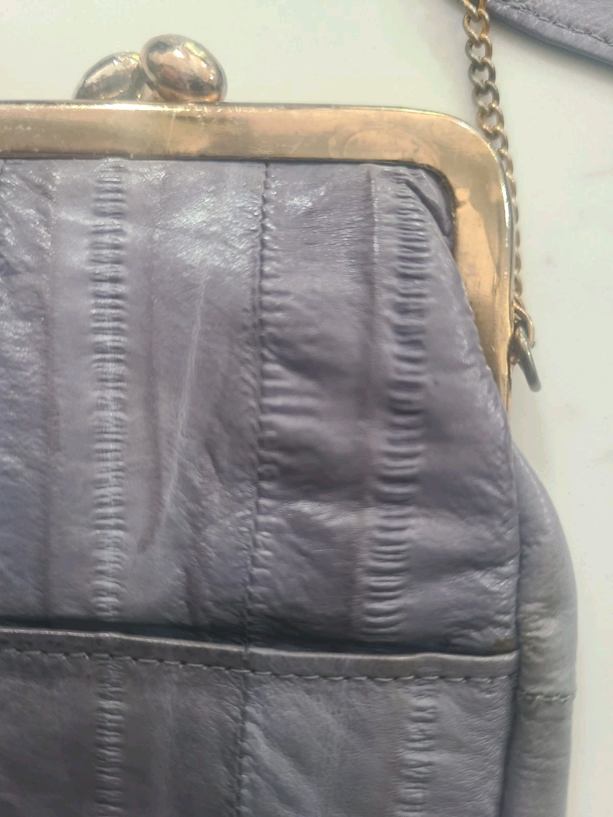 Gray Cigarette Case Coin Purse 2 Side Pocket Attached Lighter Holder FLAW Vtg