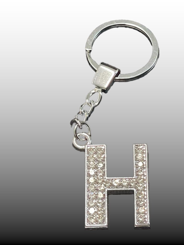 Sparkling Silver Rhinestone Letter Keychain