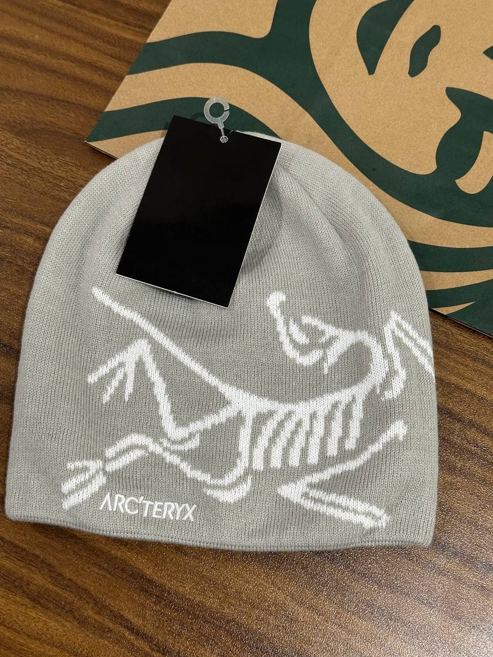 Arc’teryx Bird Logo Beanie Gray White Knit Hat Unisex NWT