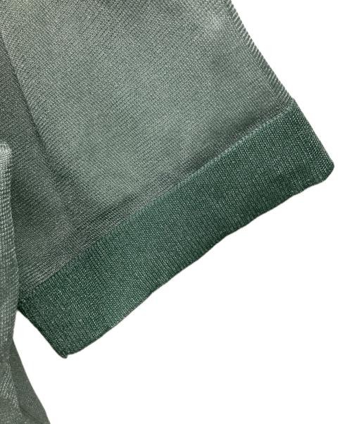 Clane Green Sheer V-Neck Knit Top S Nylon Polyester Ladies T-Shirt