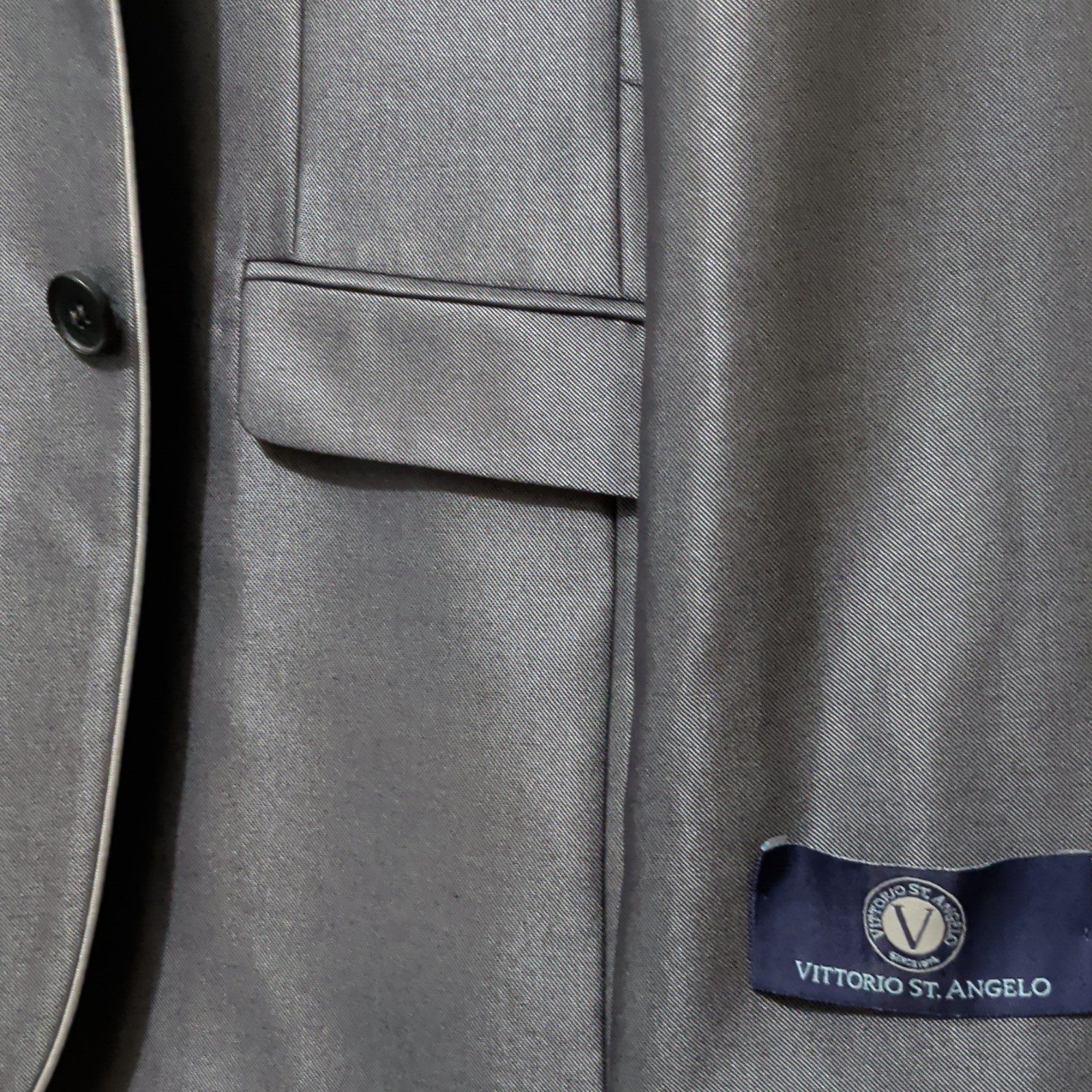 Vittorio St. Angelo Men’s 2-Piece Suit 40R 34W Gray 2-Button Satin Pockets