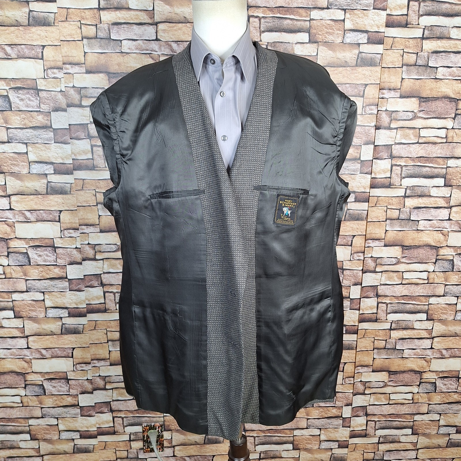 Hart Schaffner Marx Sport Coat Mens 54R Green Gray Check Single Vented