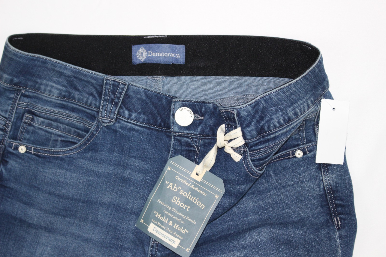 Democracy Jeans Women’s Ab Solution Mid Rise 7″ Denim Shorts Roll Cuff Blue